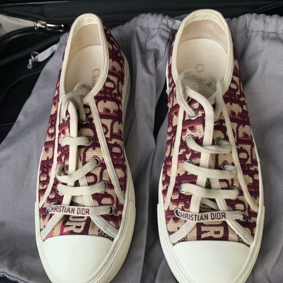 Authentic Christian Dior sneakers in leather inside and burgundy color, - Picture 3 of 6
